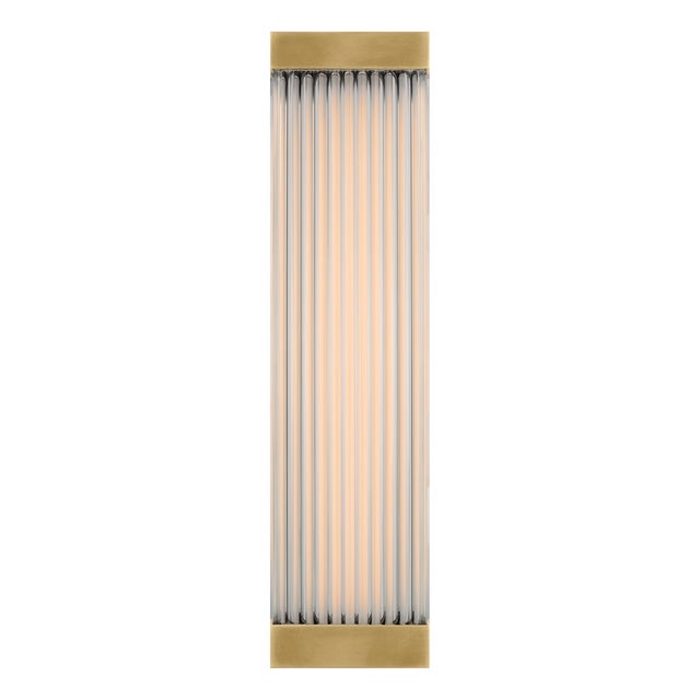 Chapman & Myers for Visual Comfort Signature Vance 14" Sconce in Antique-Burnished Brass with Clear Glass Rods For Sale