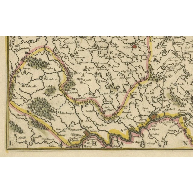 Cream Antique Map of the Duchy of Luxembourg by De Wit, Amsterdam, 1680 For Sale - Image 8 of 11