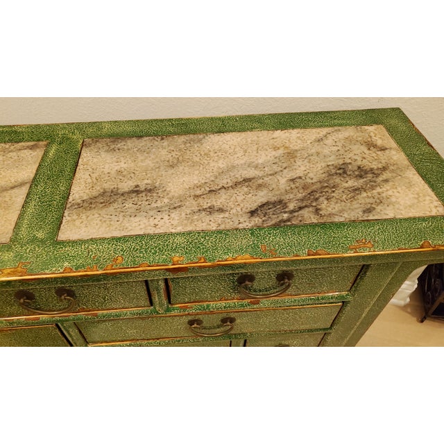 Neiman Marcus Solid Elm 9-Drawer "Zhang" Sideboard With Marble Top by David & Daniel Design For Sale - Image 9 of 9