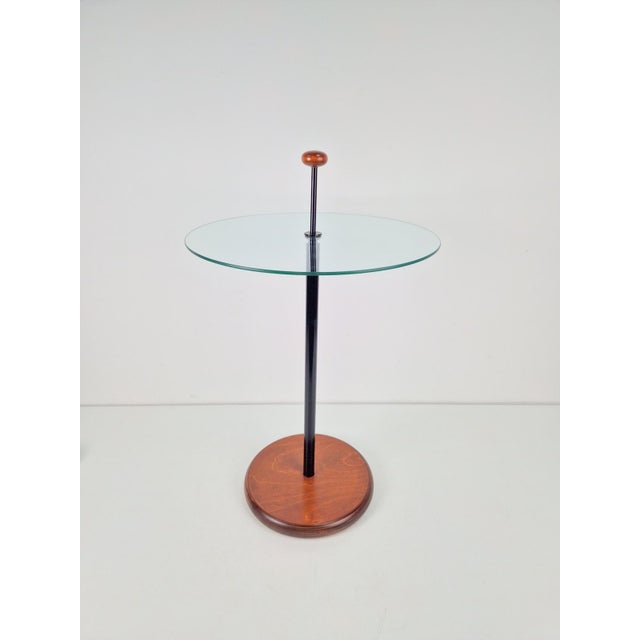 Black Postmodern Side Table with Ball Handle and Glass Top, 1980s For Sale - Image 8 of 8