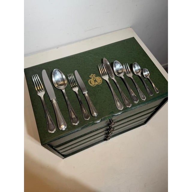 Silver-Plated Spatours Cutlery Service with Box from Christofle, Set of 144 For Sale - Image 3 of 13