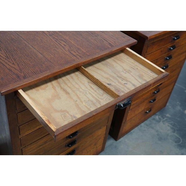 Vintage Dutch Oak Jewelers Drawer Cabinets, 1930s, Set of 2 For Sale - Image 18 of 18