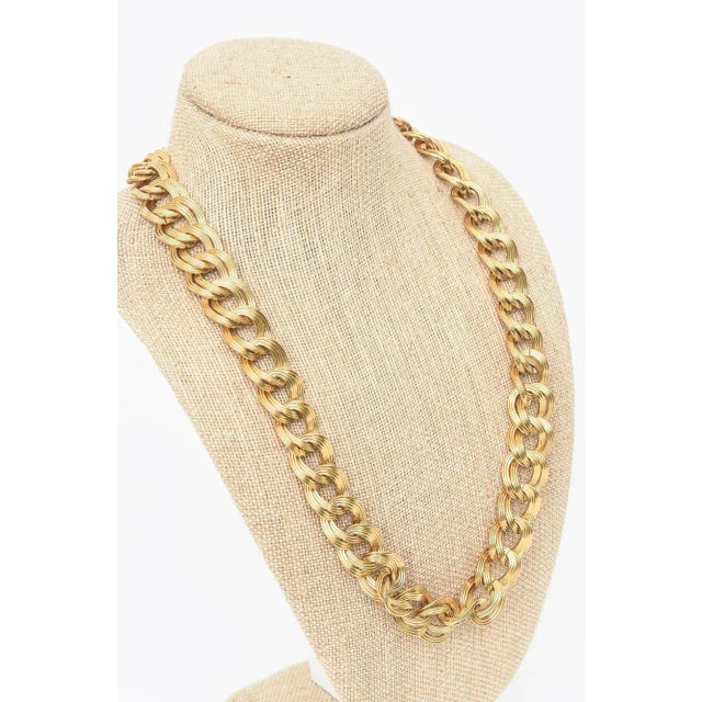 Gold Metal Link Chain Necklace Signed by Dugal 1990's For Sale - Image 10 of 10
