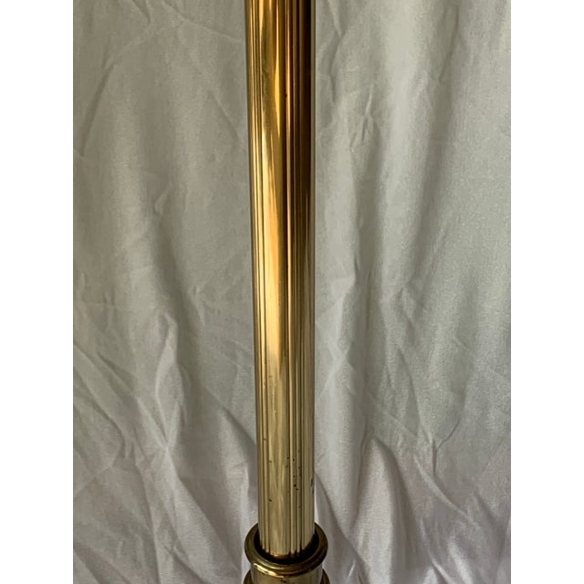 Brass Vintage Hollywood Regency Stiffel 4-Light Torchiere Brass Floor Lamp With Milk Glass Shade For Sale - Image 8 of 10