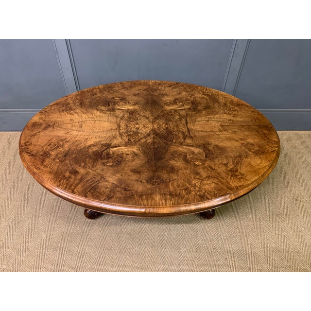Wood Large Victorian Burr Walnut Coffee Table, 1870 For Sale - Image 7 of 15