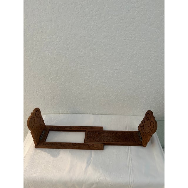 Midcentury Indian Carved Wood Book Rack For Sale In West Palm - Image 6 of 6
