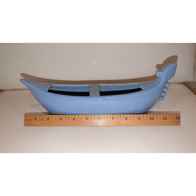 1950s Blue Gondola Ceramic Planter For Sale - Image 4 of 7