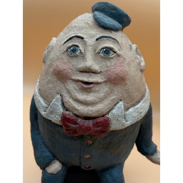 Paper Vintage Papier-Mâché Humpty Dumpty Folk Art Shelf Sitter For Sale - Image 7 of 11