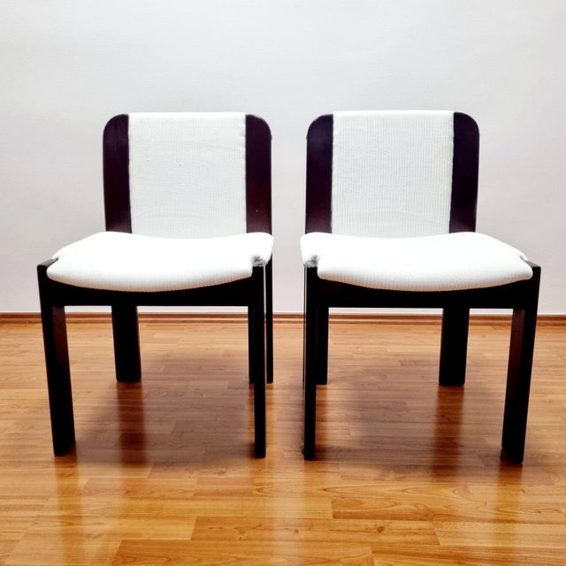 Postmodern Italian Wood and Velvet Dining Chairs, Italy, 1980s, Set of 4 For Sale - Image 4 of 10