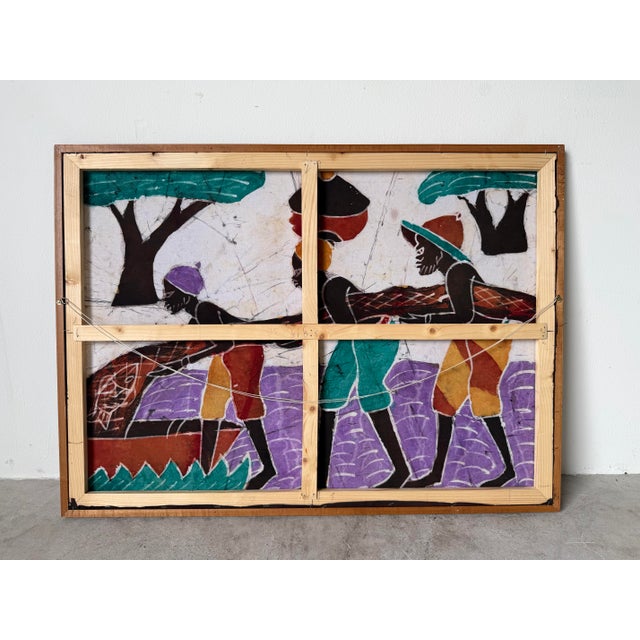 Vintage African Batik Wall Hanging Painting For Sale - Image 11 of 11