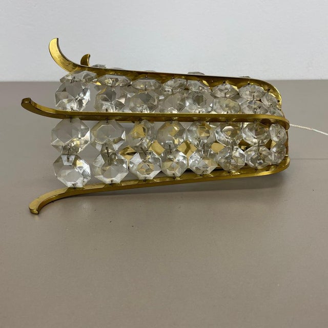 Vintage Austrian Wall Light in Brass and Crystal Glass from Bakalowits & Söhne, 1950s For Sale - Image 14 of 16