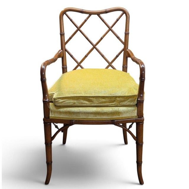 Exceptional Italian Hollywood Regency armchair in the Chinese Chippendale tradition, dating to the circa 1970s. The chair...