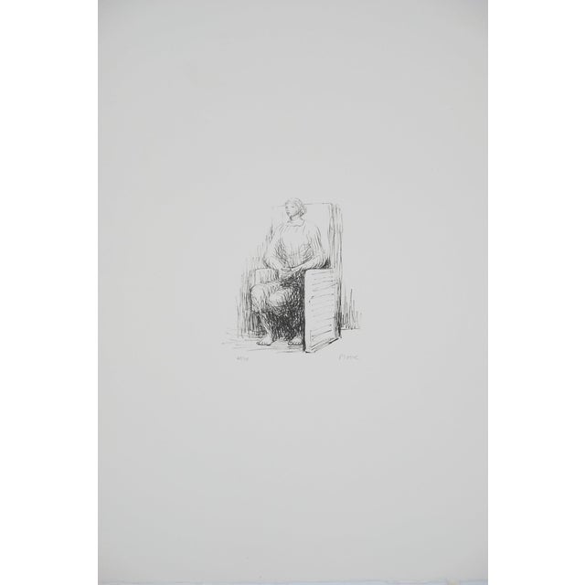 Henry Moore, Woman Sitting in an Armchair, Original Signed Lithograph For Sale