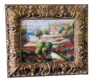 French Impressionist Painting of a Acreage Attached to a French Chateau Signed Lopez