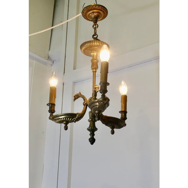 French Gilt Brass Bouillotte Library Ceiling Light, 1890s For Sale - Image 4 of 8