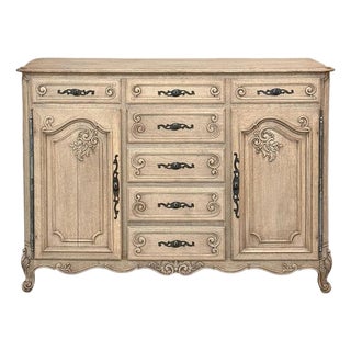 19th Century Country French Buffet in Stripped Oak For Sale
