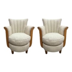 1930s Pair of French Art Deco Bergeres For Sale