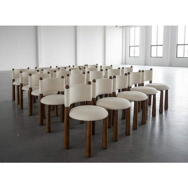 White Talia White Boucle Dining Chair with Wood Cone Legs For Sale - Image 8 of 11