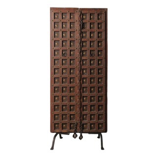 Decorative Carved Wooden Door on Iron Stand For Sale