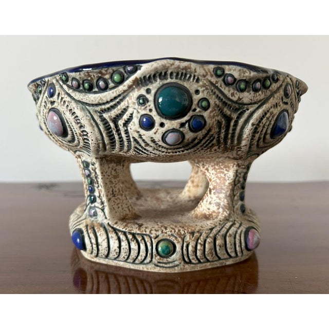 Art Nouveau Painted Ceramic Centerpiece from Amphora / Riessner, Stellmacher, & Kessel, 1890s For Sale - Image 6 of 14