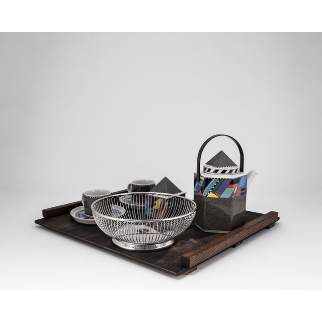 Black Tea Set with Wooden Tray by Rosenthal & Alessi, 1990, Set of 11 For Sale - Image 8 of 15