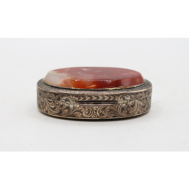 Mid 19th Century 1851 English Agate & Sterling Silver Oval Box For Sale - Image 5 of 8
