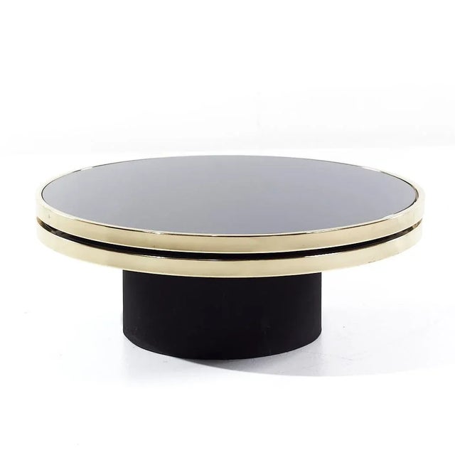 DIA - Design Institute America Design Institute of America Mid Century Black & Brass Revolving Two Tier Coffee Table For Sale - Image 4 of 9
