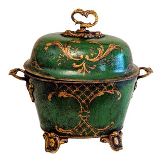 1960s Dome Shaped, Rococo Revival or Venetian Style Hand-Painted Coal Scuttle For Sale