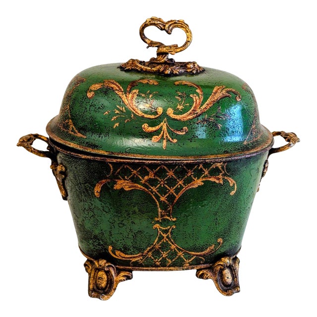 1960s Dome Shaped, Rococo Revival or Venetian Style Hand-Painted Coal Scuttle For Sale