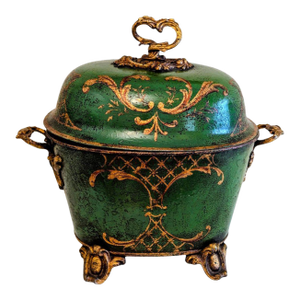 1960s Dome Shaped, Rococo Revival or Venetian Style Hand-Painted Coal Scuttle