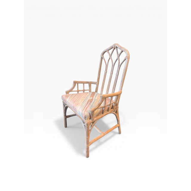 Cream Vintage Henry Link Rattan Dining Chairs – Set of 8 (6 Side Chairs, 2 Armchairs) For Sale - Image 8 of 14