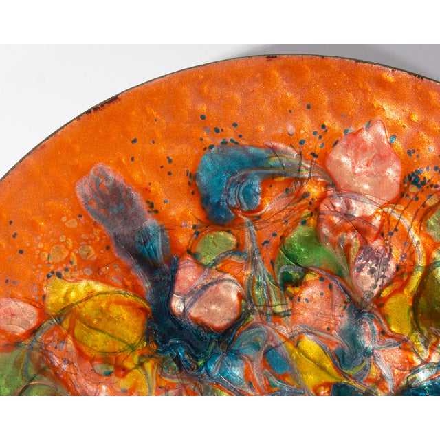 Mid 20th Century Mid-Century Orange Enamel Plate For Sale - Image 5 of 6