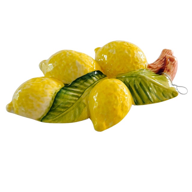 Ceramic Vintage-Style Italian Majolica Lemon Wall Plaques by Bassano Del Grappa Ceramiche - Pair For Sale - Image 7 of 13