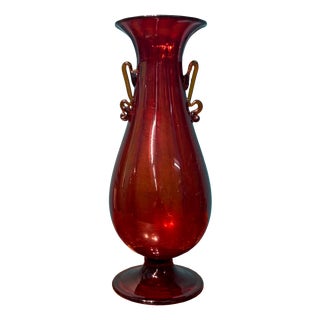 Antique Ruby Red Murano Glass Vase by Vittorio Zecchin for Cappellin, 1920s For Sale