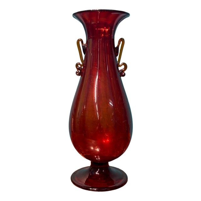 Antique Ruby Red Murano Glass Vase by Vittorio Zecchin for Cappellin, 1920s For Sale