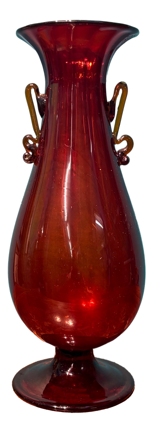 Antique Ruby Red Murano Glass Vase by Vittorio Zecchin for Cappellin, 1920s