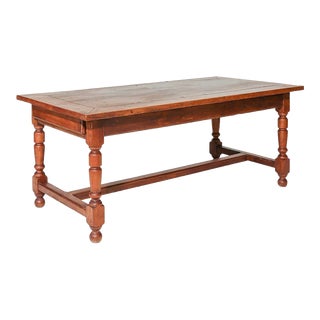 19th Century Walnut Farm Table With Drawer For Sale