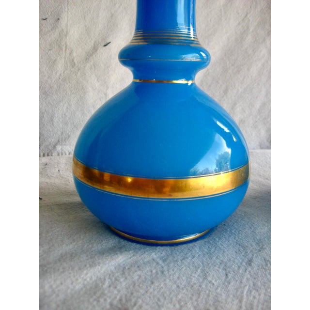 Mid 19th Century Mid 19th Century Pair of French Napoleon III Bleu Opaline Vases For Sale - Image 5 of 8