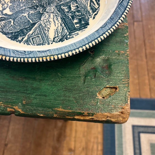 19th Century Primitive Green Painted Farm Table For Sale - Image 12 of 12