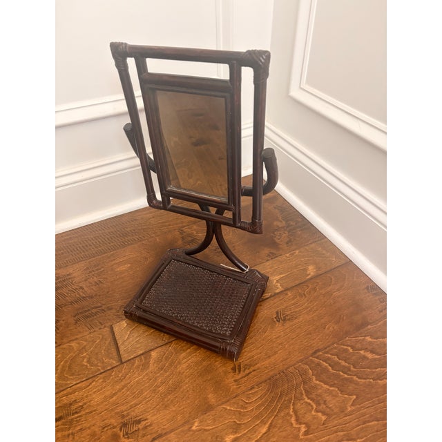 Vintage Rattan Bamboo Tabletop Mirror For Sale - Image 4 of 6