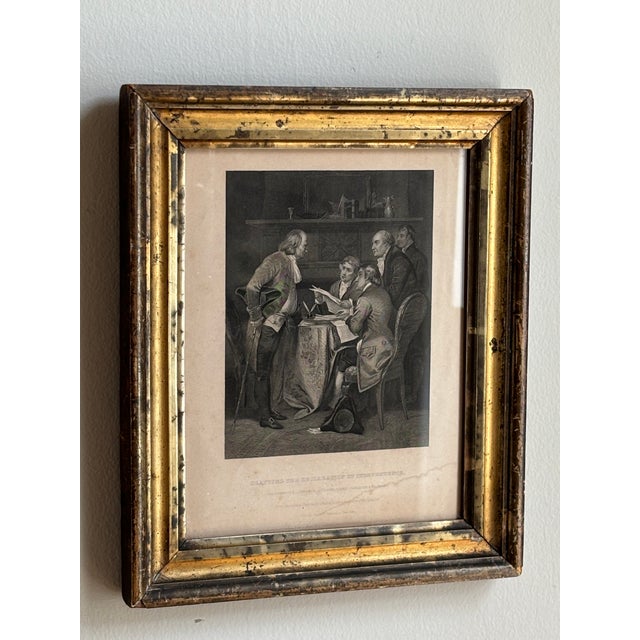 American 1867 "Drafting the Declaration of Independence" Steel Engraving After Alonzo Chappel -- Framed For Sale - Image 3 of 12