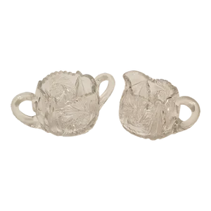 Antique Creamer and Sugar Set American Brilliant Period Cut Glass- a Pair
