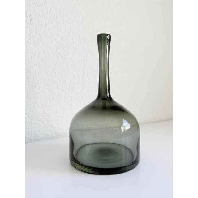 Glass Smoked Glass Bottle Vase, Mid 20th Century For Sale - Image 7 of 10
