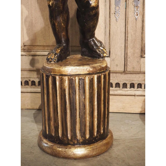 Pair of Italian 18th Century Painted and Gilt Putti With Cornucopia Torcheres For Sale - Image 4 of 13