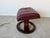 1980s Fjords Hjellegjerde Cranberry Leather Swivel Reclining Lounge Chair With Ottoman For Sale - Image 5 of 12