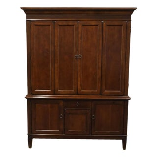 Late 20th Century Hooker Furniture Solid Cherry Contemporary Traditional Style 61" Entertainment Center / Media Cabinet For Sale