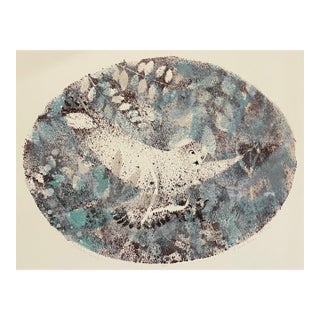 1971 Kenneth David Brown Predator Owl Lithograph For Sale
