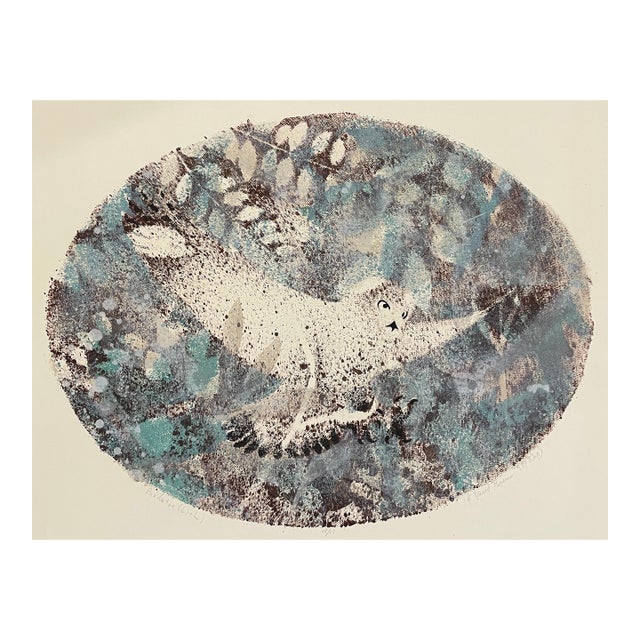 1971 Kenneth David Brown Predator Owl Lithograph For Sale