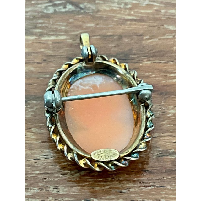 Vintage Victorian 12k Handcarved Cameo Pendant Brooch For Sale - Image 11 of 11