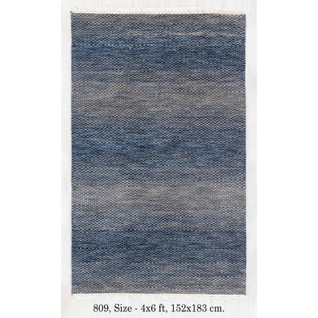 4' x 6' Savannah Hand Knotted Modern Blue Gray Wool & Silk Rug For Sale - Image 16 of 18